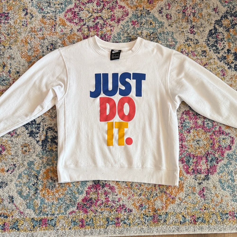 Nike Kids White Sweatshirt with Bold Just Do It Print